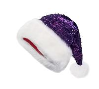 YHLSF Red Sequins Christmas Hats Shiny Santa Claus Hat Home Holiday Party Decoration(purple,One Size)