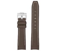 YHMOO 20MM Weave Grain Rubber Strap for Omega X Swatch Joint MoonSwatch 20mm Men Women Curved End Diving Silicone Watch Band for Rolex Seamaster 300 (dark brown&white stitches)