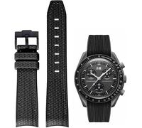 YHMOO 20MM Weave Grain Rubber Strap for Omega X Swatch Joint MoonSwatch 20mm Men Women Curved End Diving Silicone Watch Band for Rolex Seamaster 300 (black&black buckle)