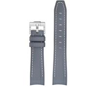 YHMOO 20MM Weave Grain Rubber Strap for Omega X Swatch Joint MoonSwatch 20mm Men Women Curved End Diving Silicone Watch Band for Rolex Seamaster 300, dark grey&white stitches, 20mm