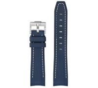 YHMOO 20MM Weave Grain Rubber Strap for Omega X Swatch Joint MoonSwatch 20mm Men Women Curved End Diving Silicone Watch Band for Rolex Seamaster 300, dark blue&white stitches, 20mm