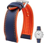 Yhmoo FKM Rubber Sailcloth Nylon Watch Band 20mm 22mm Fluororubber Waterproof Soft Breathable Durable FKM Rubber Watch Band Universal Replacement Band Strap for Men Women (Blue &orange, 20mm)