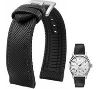 Yhmoo FKM Rubber Sailcloth Nylon Watch Band 20mm 22mm Fluororubber Waterproof Soft Breathable Durable FKM Rubber Watch Band Universal Replacement Band Strap for Men Women, Black &black stitches, 22 mm