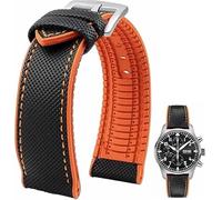 Yhmoo FKM Rubber Sailcloth Nylon Watch Band 20mm 22mm Fluororubber Waterproof Soft Breathable Durable FKM Rubber Watch Band Universal Replacement Band Strap for Men Women (Black&orange, 22mm)