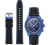 Yhmoo Rubber WatchBands for Moonswatch Watch,double colors Soft Silicone Strap Compatible with Omega x Swatch MoonSwatch Speedmaster 20mm Watch,Quick Release Waterproof Replacement Strap for Swatch