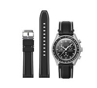 Yhmoo Rubber WatchBands for Moonswatch Watch,double colors Soft Silicone Strap Compatible with Omega x Swatch MoonSwatch Speedmaster 20mm Watch,Quick Release Waterproof Replacement Strap for Swatch