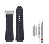 Yhmoo Silicone Rubber Watch Strap Compatible with Hublot Big Bang Silicone Diamond grain texture Replacement Watch Band 25 * 19mm (Black+silver buckle, 25 * 19mm)