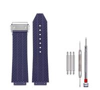 Yhmoo Silicone Rubber Watch Strap Compatible with Hublot Big Bang Silicone Diamond grain texture Replacement Watch Band 25 * 19mm (Blue+silver buckle, 25 * 19mm)