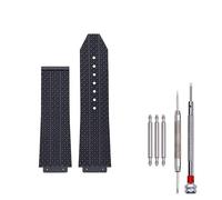 Yhmoo Silicone Rubber Watch Strap Compatible with Hublot Big Bang Silicone Diamond grain texture Replacement Watch Band 25 * 19mm (Black, 25 * 19mm)