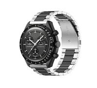 YHMOO Stainless Steel Watch Bands for Moonswatch,Metal Watch Strap Compatible with Omega X Swatch Moonswatch Speedmaster Watch,Quickly Release Swatch Omega Replacement Band -20mm (silver&black)