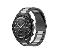 YHMOO Stainless Steel Watch Bands for Moonswatch,Metal Watch Strap Compatible with Omega X Swatch Moonswatch Speedmaster Watch,Quickly Release Swatch Omega Replacement Band -20mm (black&silver)
