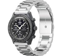 YHMOO Stainless Steel Watch Bands for Moonswatch,Metal Watch Strap Compatible with Omega X Swatch Moonswatch Speedmaster Watch,Quickly Release Swatch Omega Replacement Band -20mm (silver)