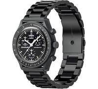 YHMOO Stainless Steel Watch Bands for Moonswatch,Metal Watch Strap Compatible with Omega X Swatch Moonswatch Speedmaster Watch,Quickly Release Swatch Omega Replacement Band -20mm (black)