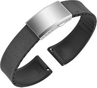 Yhmoo Weave Pattern CTS FKM Rubber Watch Strap, Cut to Size Quick Release Fluororubber Watch Band Soft Replacement Watchband with Silver Milled Clasp for Men Women 20mm 22mm (BLACK, 20MM)