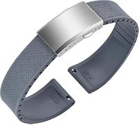 Yhmoo Weave Pattern CTS FKM Rubber Watch Strap, Cut to Size Quick Release Fluororubber Watch Band Soft Replacement Watchband with Silver Milled Clasp for Men Women 20mm 22mm (GREY, 20MM)