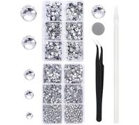 YHMQ DU 6616 PCS Clear Hotfix Rhinestones Crystal Glass Diamonds for Fabric Clothes Shirts Flat Back with Tweezers and Picking Pen (SS6~SS30)