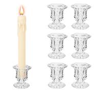 YHNDECO Glass Candle Holder for Candlestick, 6Pcs Clear Candle Holders Thicker Glass Candle Sticks Set, Taper Hexagonal Candlestick Holders for Wedding, Festival, Party & Table Decoration(B-Shape)