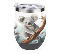 YHNNH 12oz Stainless Steel Tumbler with Lid,Koala and Butterflyprinted Reusable Insulated Stemless Wine Coffee Tumbler Personalized Travel Mug
