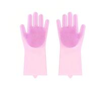 YHNNH 2 Pairs Pet Bathing Gloves - Universal Scratch-Resistant and Bite-Proof Massage Cleaning Silicone Gloves for Cats and Dogs, Essential Pet Grooming Tool (Pink)