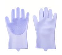 YHNNH 2 Pairs Pet Bathing Gloves - Universal Scratch-Resistant and Bite-Proof Massage Cleaning Silicone Gloves for Cats and Dogs, Essential Pet Grooming Tool (Purple)