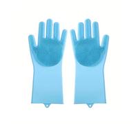 YHNNH 2 Pairs Pet Bathing Gloves - Universal Scratch-Resistant and Bite-Proof Massage Cleaning Silicone Gloves for Cats and Dogs, Essential Pet Grooming Tool (Blue)
