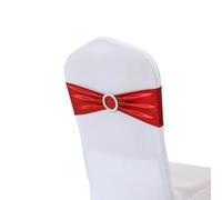 YHNNH, 20pcs/lot Metallic Gold Silver Chair Bands Wedding Chair Decoration Spandex Chair Sashes Bow For Party Event Hotel Banquet Home(Red)