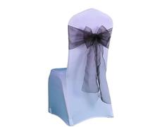 YHNNH, 25Pcs/Lot New Wedding Organza Chair Sash Bow Chair Cover Banquet Wedding Party Decoration Organza Sashes(Black)