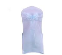 YHNNH, 25Pcs/Lot New Wedding Organza Chair Sash Bow Chair Cover Banquet Wedding Party Decoration Organza Sashes(Blue Sky)