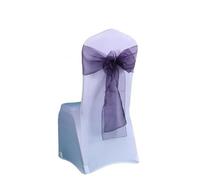 YHNNH, 25Pcs/Lot New Wedding Organza Chair Sash Bow Chair Cover Banquet Wedding Party Decoration Organza Sashes(Viola)