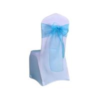 YHNNH, 25Pcs/Lot New Wedding Organza Chair Sash Bow Chair Cover Banquet Wedding Party Decoration Organza Sashes(Blue)