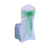 YHNNH, 25Pcs/Lot New Wedding Organza Chair Sash Bow Chair Cover Banquet Wedding Party Decoration Organza Sashes(Green)