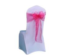 YHNNH, 25Pcs/Lot New Wedding Organza Chair Sash Bow Chair Cover Banquet Wedding Party Decoration Organza Sashes(Fuchsia)