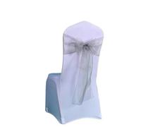 YHNNH, 25Pcs/Lot New Wedding Organza Chair Sash Bow Chair Cover Banquet Wedding Party Decoration Organza Sashes(Silver)