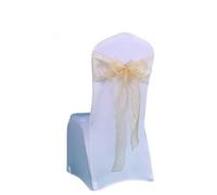 YHNNH, 25Pcs/Lot New Wedding Organza Chair Sash Bow Chair Cover Banquet Wedding Party Decoration Organza Sashes(Gold)