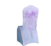 YHNNH, 25Pcs/Lot New Wedding Organza Chair Sash Bow Chair Cover Banquet Wedding Party Decoration Organza Sashes(Lavender)