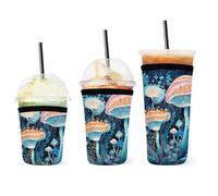 YHNNH 3 Pack Coffee Cup Sleeve,Abstract Botanical Paintingprinted Reusable Neoprene Durable Washable Iced Coffee Sleeve for Iced and Hot Drinks