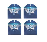 YHNNH 3d Lovely Christmas Cartoon Skiing Snowman Snowflake Pearl Photo Paper Greeting Card With Envelope ,Blank Inside Thank You Card For Christmas, Birthday, Wedding