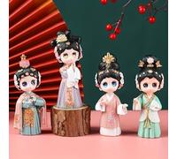 YHNNH 4pcs Small Cute Girl Ornaments, Statues of Chinese Opera and Peking Opera Characters, Gifts and Souvenirs, Desktop Decorations, Home and Office OrnamentsA,One Size