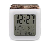 YHNNH Alarm Clock Digital,Monkey Sitting on Stoneprinted Battery Powered Bedside Plastic Alarm Clock with LED Display,Light Sensor for People Who Are Afraid of The Dark