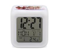 YHNNH Alarm Clock Digital,Santa Claus Reindeer Sledprinted Battery Powered Bedside Plastic Alarm Clock with LED Display,Light Sensor for People Who Are Afraid of The Dark