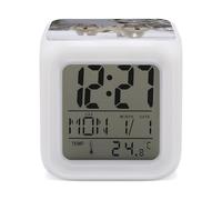 YHNNH Alarm Clock Digital,Two Wolves Walking in The Snowprinted Battery Powered Bedside Plastic Alarm Clock with LED Display,Light Sensor for People Who Are Afraid of The Dark
