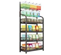 YHNNH, Black Standing Snack Display Shelf, Commercial Display Stand for Supermarket/Convenience Store/Living Room/Bedroom/Kitchen, Large Capacity(50x27x146cm)