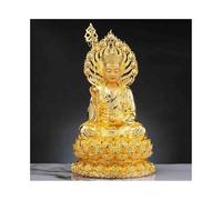 YHNNH Brass Buddha Statue with Base Backlit Home Living Room Entrance Feng Shui Decoration Zen Worship Ornaments Sculpture Ornaments(L)