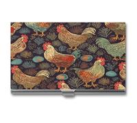 YHNNH Business Card Holders, Aluminum Alloy Slim Portable Pocket Business Card Case,Chicken Printprinted Metal Credit Card Holder for Women Men