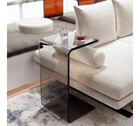YHNNH C-Shaped Clear Acrylic Side Table Embedded Coffee Table for The Couch and Bed Modern Transparent End Table for Living Room Space Saver(Gray,23.5" H)