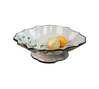 YHNNH, Ceramic Hand-Painted Fruit Bowl Decorative Pedestal Fruit Bowl Fruit Dessert Snacks Serving Stand for Kitchen Counters or Centerpiece