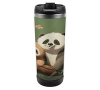 YHNNH Coffee Travel Mug Leakproof,Cute Panda and Slothprinted 380ML Stainless Steel Insulated Travel Cups Tumbler for Hot Cold Drinks with Lid