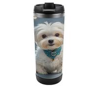 YHNNH Coffee Travel Mug Leakproof,Lovely Maltese Dogprinted 380ML Stainless Steel Insulated Travel Cups Tumbler for Hot Cold Drinks with Lid