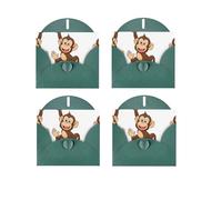 YHNNH Cute Monkey Print Pearl Photo Paper Greeting Card With Envelope ,Blank Inside Thank You Card For Christmas, Birthday, Wedding