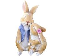 YHNNH Cute Rabbit Couple Statue, Handmade Resin Rabbit Ornament Suitable for Home, Office, GardenA,One Size
